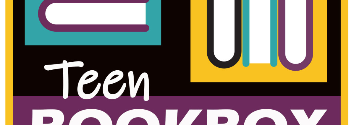 Teen BookBox logo (two stacks of books in yellow, black, and turquoise)