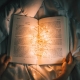 Open book with fairylights
