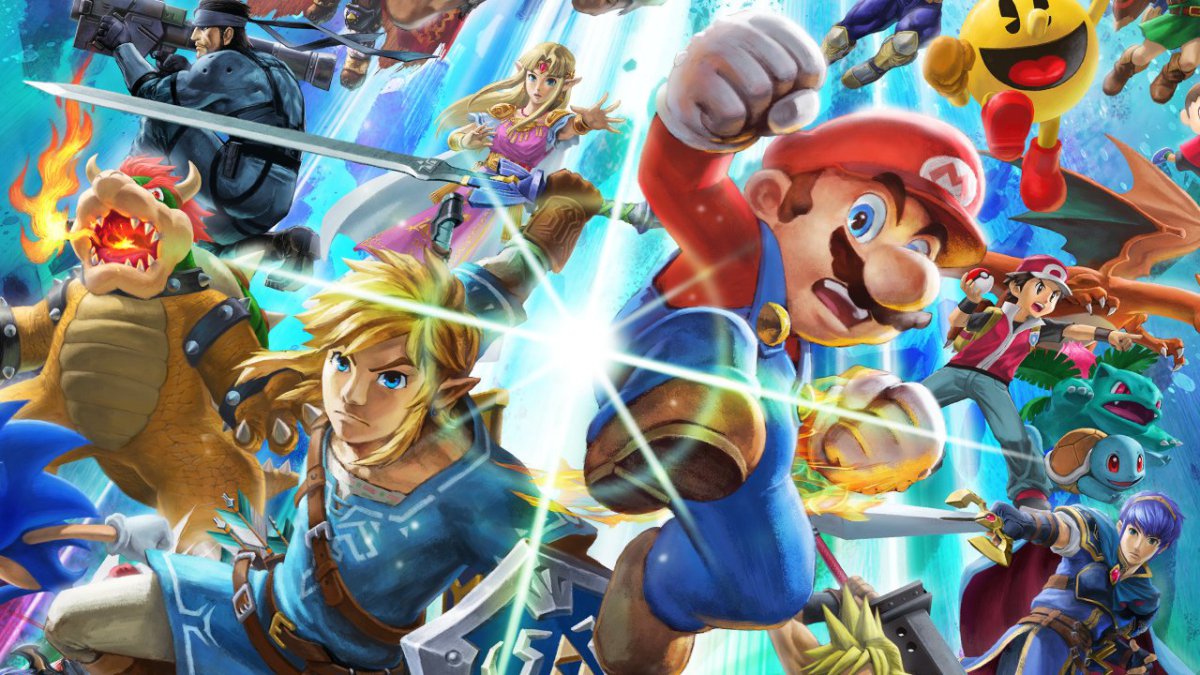 Colorful Picture of multiple Nintendo Games Characters