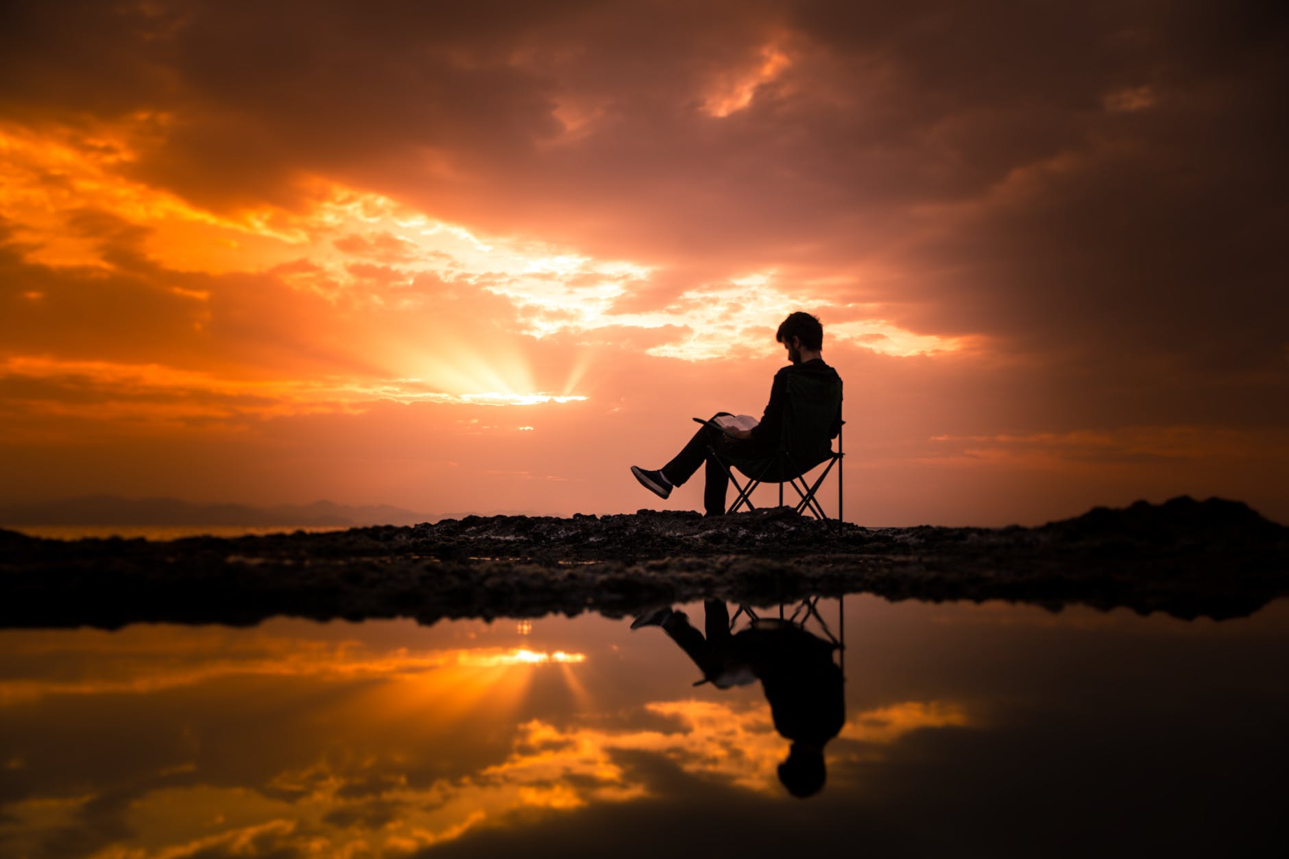 Reading by sunset
