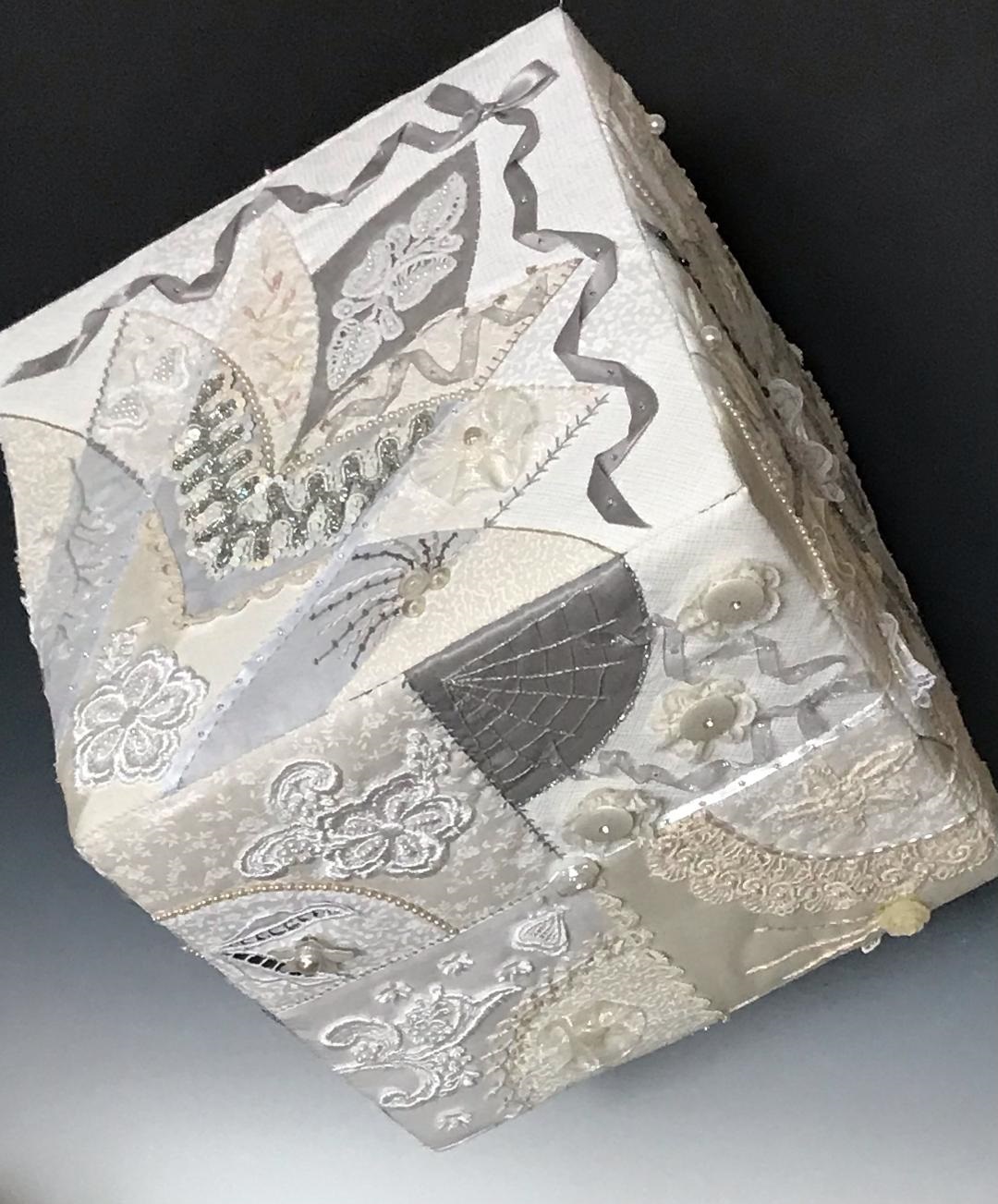 "Crazy Cubed" | Peggy Denton | fabric, quilting, embroidery, embellishments