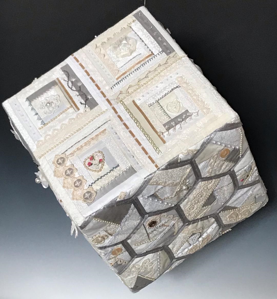 "Crazy Cubed" | Peggy Denton | fabric, quilting, embroidery, embellishments