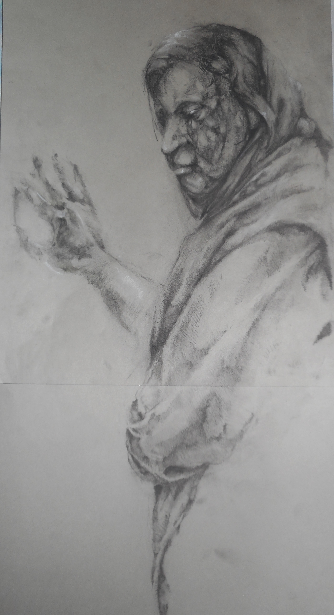 "One of the Dispossessed" | Mary Lombardo | tinted charcoal