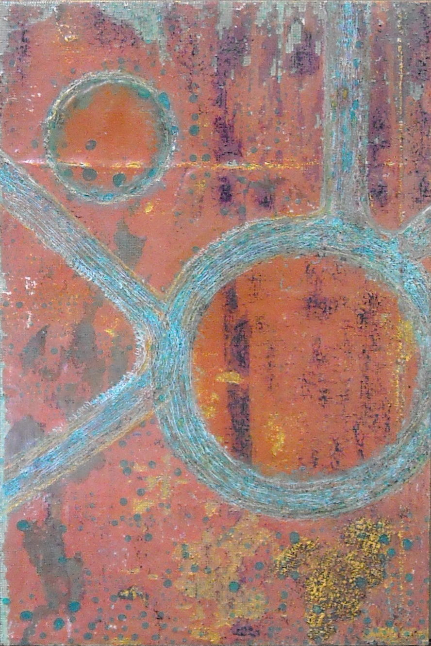 "I Remember Chris Squire" | Jamie Bowers | acrylic and oil crayon on wood panel