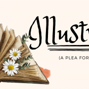 Banner designed by author features book with pages held open by daisies.