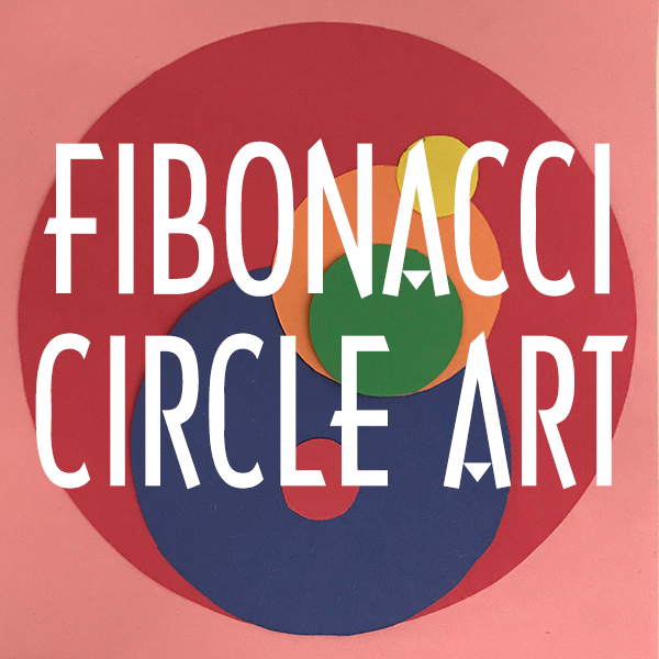 picture of a paper collage made with cirlces using the Fibonacci Sequence