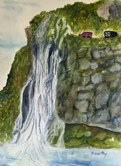 "The Seven Sisters ((De Syv Sostre [mountains] in Norwegian)" | Mary Elworthy | watercolor | 18" x 22" | $275