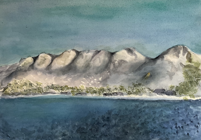 "The Seven Sisters (Dei Sju Systrene [waterfall] in Norwegian)" | Mary Elworthy | watercolor | 18" x 22" | $275