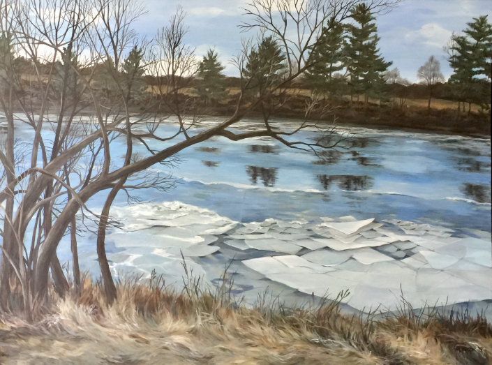 “January Thaw” | Susan Pearson | acrylic | 40″ x 30″ | $1500 "January Thaw" | Susan Pearson | acrylic | 40" x 30" | $1500
