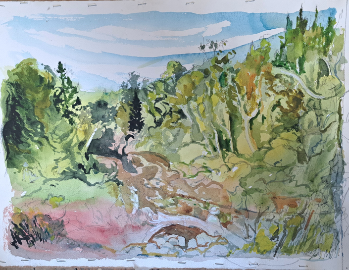 “Temperance River” | Anders Shafer | watercolor | 14″ x 19″ | $400 "Temperance River" | Anders Shafer | watercolor | 14" x 19" | $400