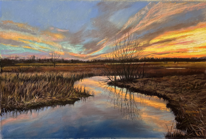 “Early Spring on the Yahara” | Maureen Skroski | pastel | 26″ x 20″ | $950 "Early Spring on the Yahara" | Maureen Skroski | pastel | 26" x 20" | $950