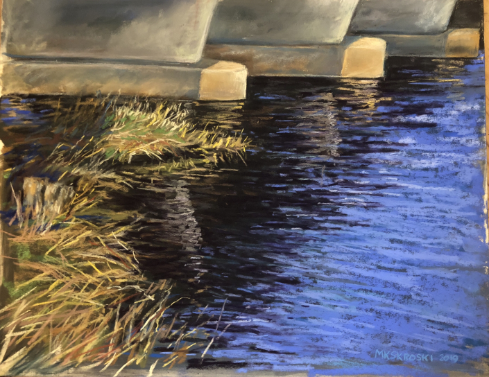 “Water Under the Bridge” | Maureen Skroski | pastel | 16.25″ x 13.25″ | $385 "Water Under the Bridge" | Maureen Skroski | pastel | 16.25" x 13.25" | $385