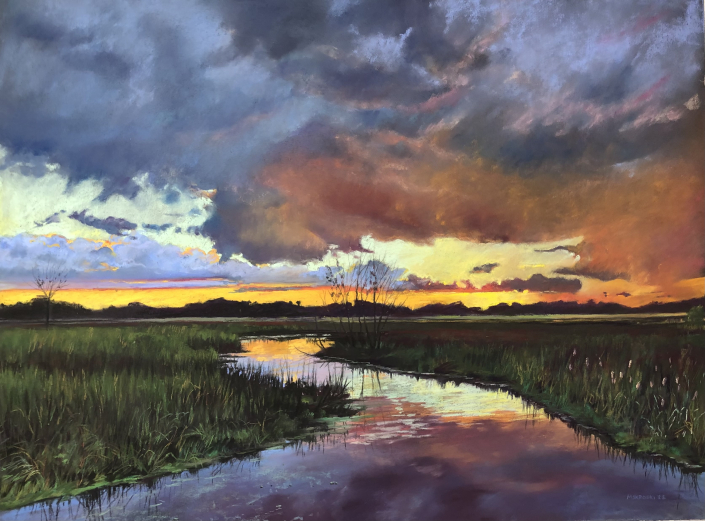 “Yahara Golden Hour” | Maureen Skroski | pastel | 28″ x 22″ | NFS "Yahara Golden Hour" | Maureen Skroski | pastel | 28" x 22" | NFS