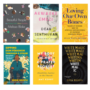Image of book covers of the following titles: Beautiful People; Dear Senthuran: Loving Our Own Bones: Sipping Dom Perignon Through a Straw; My Body is Not a Prayer Request; White Magic